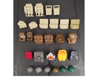 1986-1987 Hasbro GI Joe ARAH Action Figure Accessories, Backpacks, and Helmets