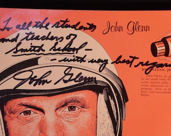 Signed John Glenn Poster to "Smith School" early 1970s