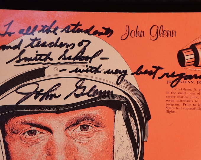 Featured listing image: Signed John Glenn Poster to "Smith School" early 1970s