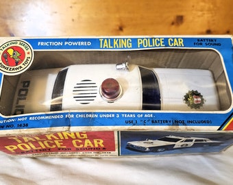 Yonezawa Toys Talking Police Car Code No. 1438, 1970s, battery operated, Japan, IOB