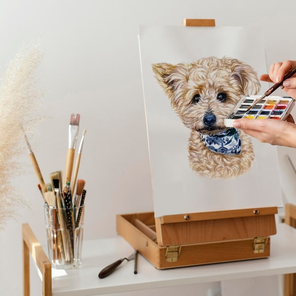 Haustierportrait, A4 Individuelles Haustierportrait, Original-Haustierportrait, perfektes Geschenk für Tierliebhaber oder Haustier-Erinnerung, handgemalt mit Aquarellfarben 8x11