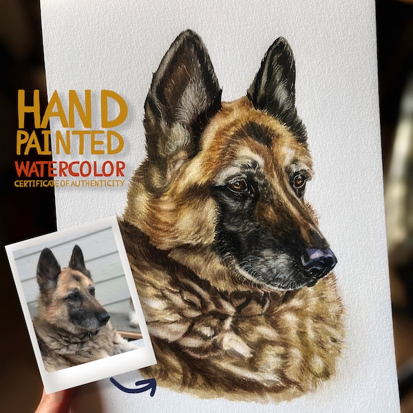Real watercolor Pet Portrait, Custom painting of your pet, Hand painted by real artist, You get the original artwork, a gift to remember