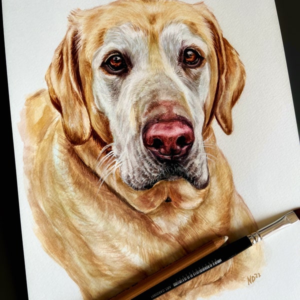 Echtes Aquarell Pet Portrait Kundenspezifische Hundemalerei vom Foto Hand gemalt von echtem Künstler Sie erhalten das originale Kunstwerk