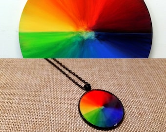 Regenboogketting, COLORWHEEL, fotohanger, kunstketting, harssieraden, unieke kettingen voor vrouwen, draagbare kunst, ARTBYSANDRAV