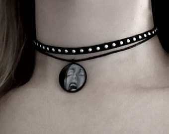 Black Choker Necklace, Scream Choker, Spooky Halloween Choker, Unique Necklace for Her, Halloween Jewelry, Resin Jewelry, ARTBYSANDRAV