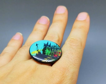Unieke ring voor vrouwen, abstracte kunst ring, verstelbare ring, hars sieraden, statement ringen, geschenken voor haar, draagbare kunst, ARTBYSANDRAV