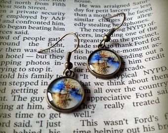 Art Earrings, Drop Earrings, Small Earring, Bronze Earrings, Unique Resin Jewelry, Dangle Earrings, Gift for Her, Wearable Art, ARTBYSANDRAV