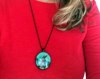 Unique Necklaces for Women, Art Necklace, Resin Jewelry, Pendant Necklace, Wearable Art, Long Statement Necklace, Gift for Her, ARTBYSANDRAV