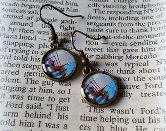 Unique Drop Earrings, Small Gray Earring, Artisan Earrings, Resin Jewelry, Dangle Earrings, Gifts for Her, Wearable Art, ARTBYSANDRAV