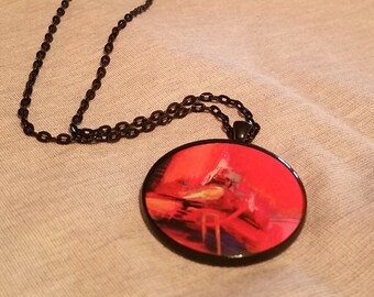 Red Abstract Art Pendant, Photo Pendant Necklace, Unique Necklaces for Women, Resin Jewelry, Gifts for Her, Wearable Art, ARTBYSANDRAV