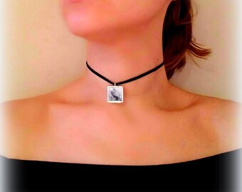 Handen Art Hanger Choker, Romantische Zwarte Fluwelen Choker Ketting, Unieke Kettingen voor Vrouwen, Hars Sieraden, Draagbare Kunst, ARTBYSANDRAV