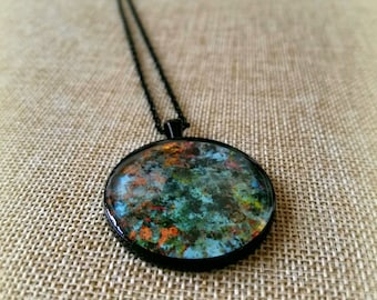 Unique Abstract Art Necklace for Women, Resin Jewelry, Pendant Necklace, Wearable Art, Long Statement Necklace, Gifts for Her, ARTBYSANDRAV
