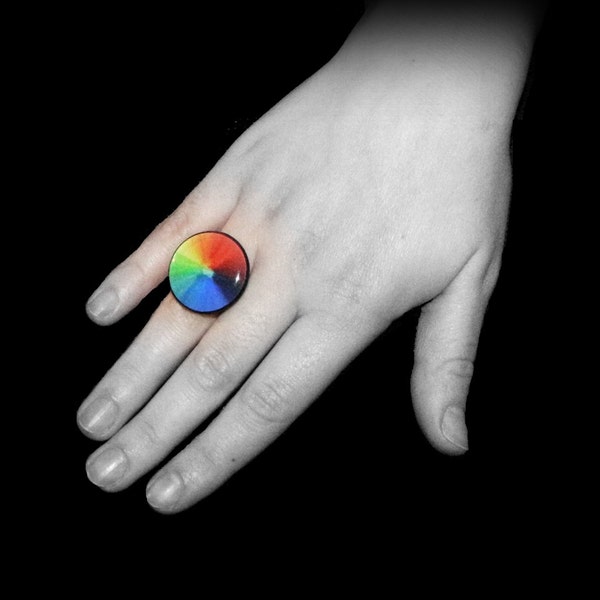 Rainbow Ring, COLORWHEEL, Colorful ring, Art Ring, Statement Ring, Unique Ring, Resin Jewelry, Gifts for Her, Wearable Art, ARTBYSANDRAV