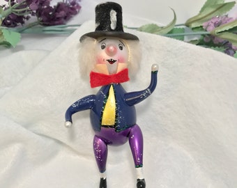 De Carlini Mad Hatter Ornament From Alice in Wonderland with Purple Pants