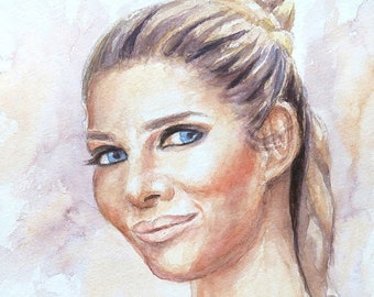 Watercolor Portrait Mica Art Image Painting Jannys ART