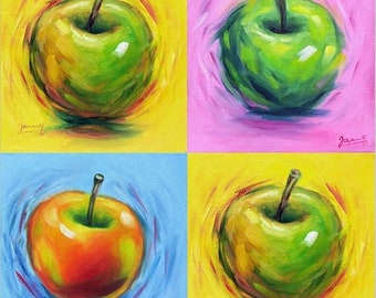 Poster Druck von Apfel Bild Gemälde Stillleben modern Jannys ART