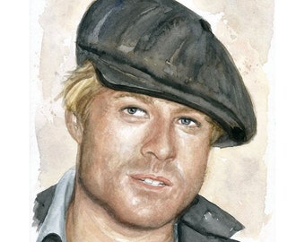 Aquarell Bild Robert Redford Portrait Jannys ART