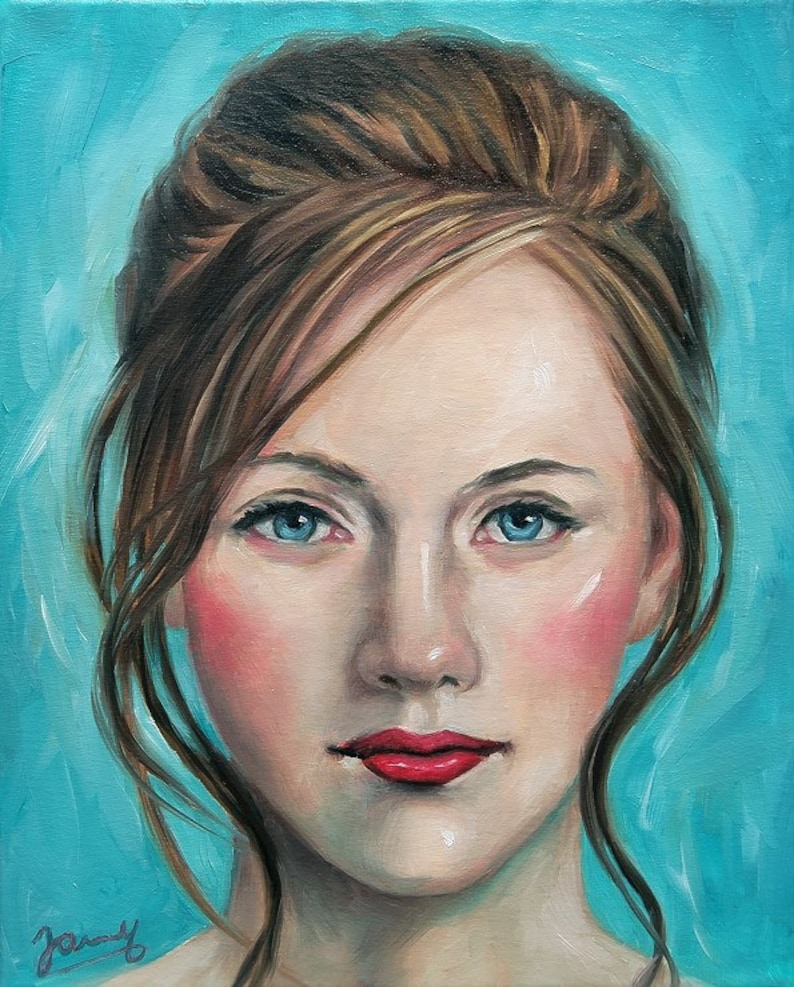 Oil Portrait Sarah Oil Painting Painting Jannys ART image 1