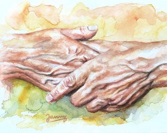 Watercolor Hands Art Picture Painting Jannys ART