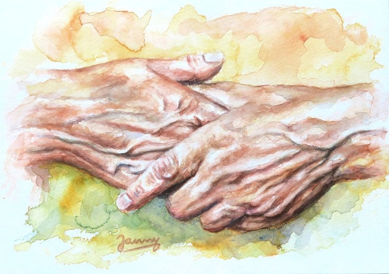 Watercolor Hands Art Picture Painting Jannys ART image 1