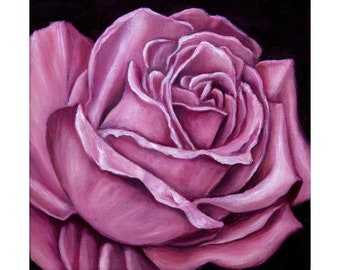 Kleines Öl Gemälde ROSE von Jannys ART Kunst Bild Malerei