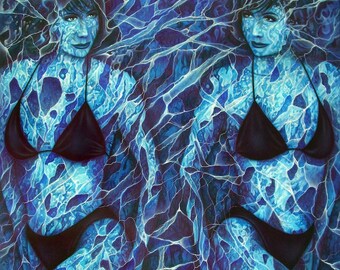 Großes Acrylbild von Jannys ART, Gemälde Doppel 90x100 cm, moderne Kunst Malerei