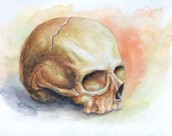 Aquarell Skull 2, Jannys ART Kunst Malerei