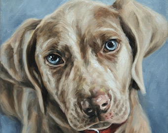 Dog Bruno Animal Portrait Oil Painting Original Jannys ART