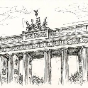 Berlin Art Brandenburg Gate 1 Original Scribble ART Drawing image 2