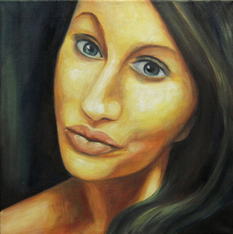 Oil Portrait Lucy2, Modern Art Painting Jannys ART image 1