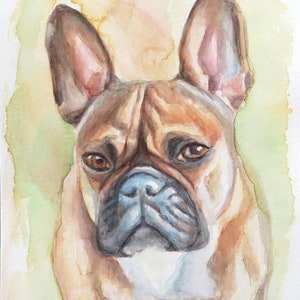 Hunde Bild Französische Bulldogge Aquarell Tier Portrait moderne Kunst Malerei Bild Jannys ART Bild 1