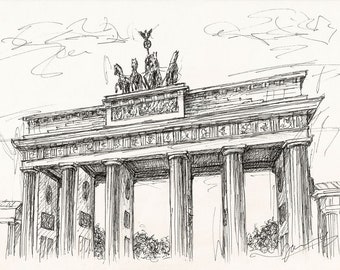 Berlin Art Brandenburg Gate 1 Original Scribble ART Drawing