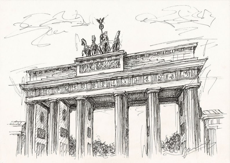 Berlin Art Brandenburg Gate 1 Original Scribble ART Drawing image 1