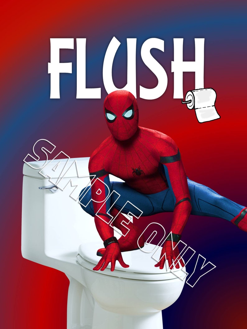 Avengers Superheroes Wash Brush Floss Flush Kids Bathroom Decor Wall Art Prints image 5