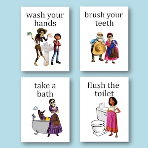 Disney Coco Bathroom Prints - Set of 4