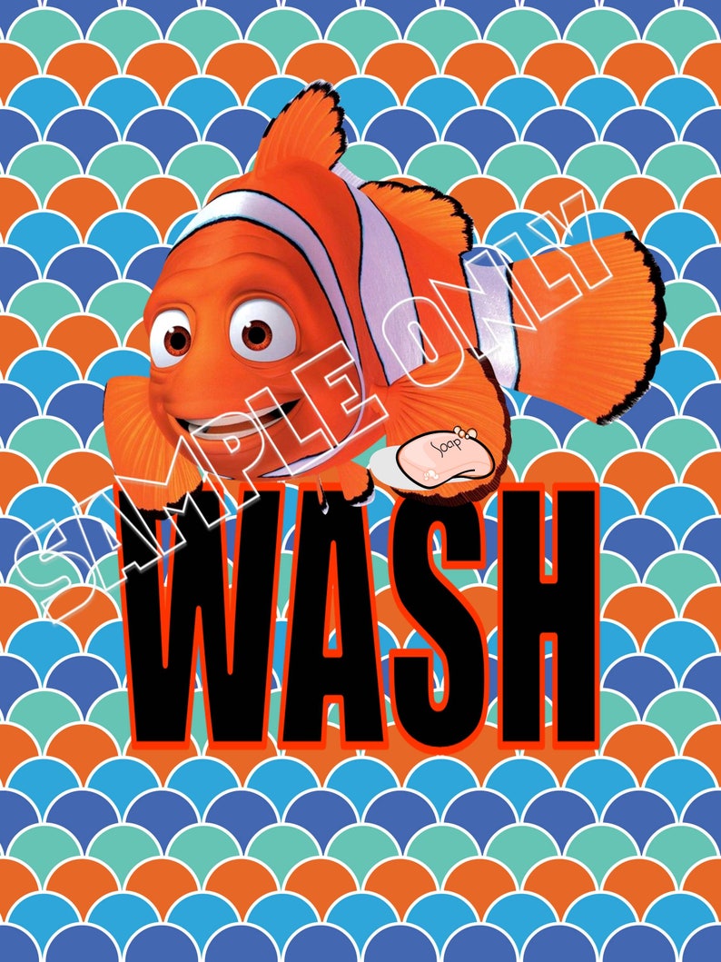 Finding Nemo Version 2 Wash Brush Floss Flush Kids Bathroom Etsy