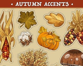 Stickers - 17 Autumn Accent Designs - 2 Sets! (34 Total Stickers!)