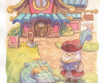 Print - 'Bookshop Stop" 8x10in