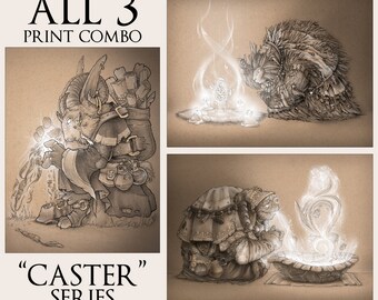 Print - "Rabu, Tortu, Porcu" (Caster Set) 9x12in