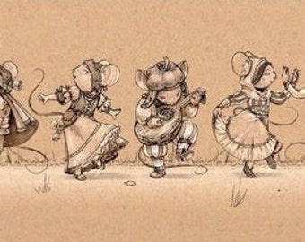 Print - "Traveling Troupe" 17x6.5in
