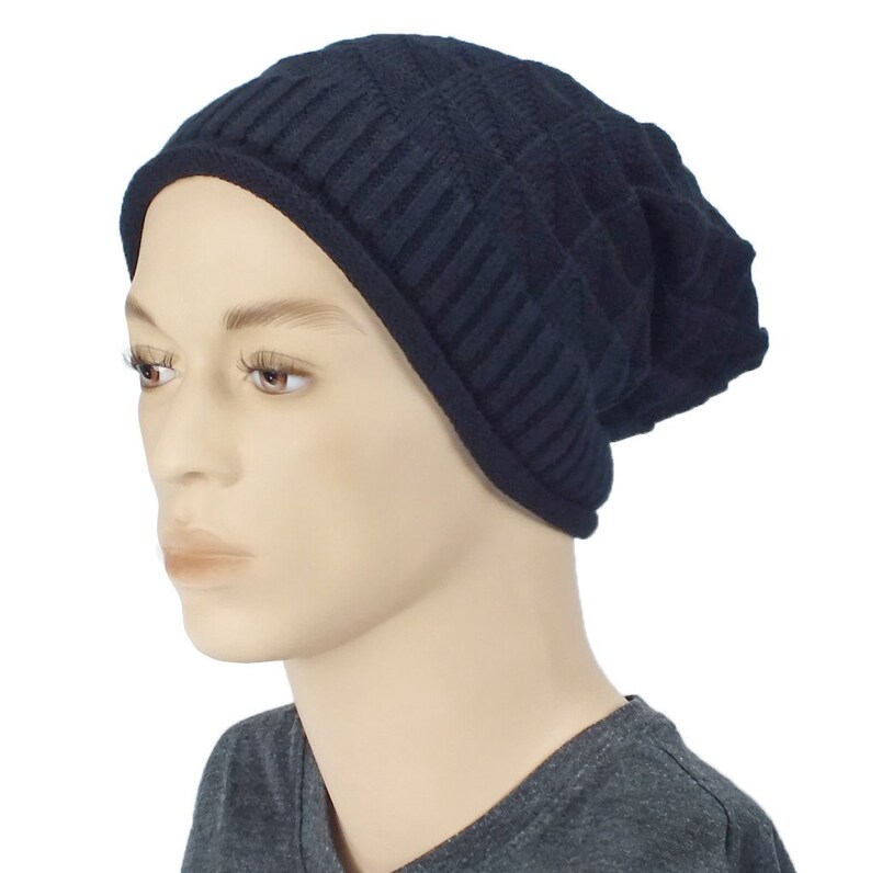 Satin Lined Knit Slouch Cap Winter Hat Adult Satin Lined Etsy