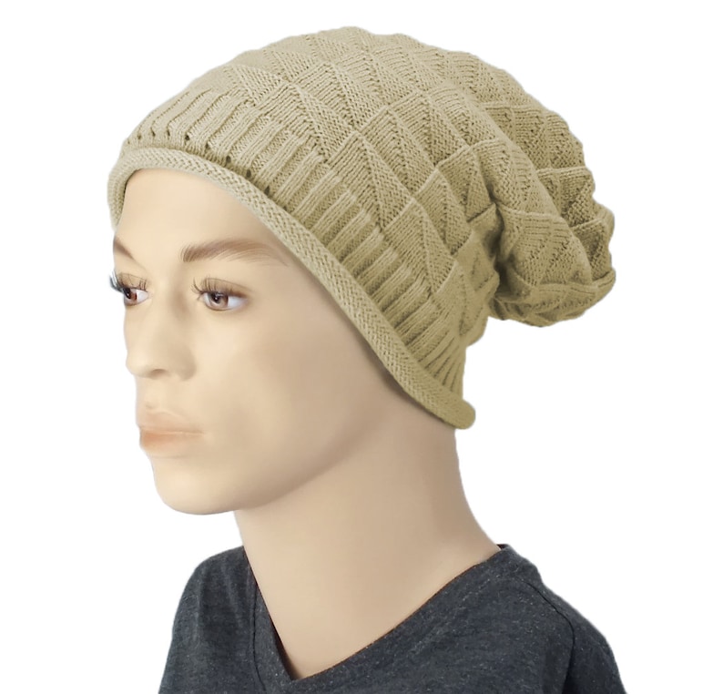Satin Lined Knit Slouch Cap Winter Hat Adult Satin Lined Etsy