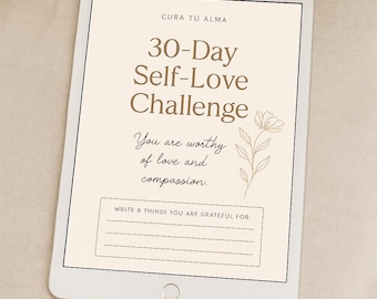 30-Day Self-Love Challenge Printable | Daily Affirmations & Journal Prompts | Mental Wellness Self-Care PDF Download