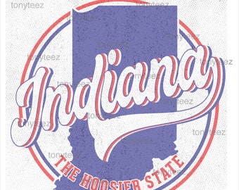 Indiana Vintage PNG • Retro Distressed Logo • Hoosier State Sublimation Design • Instant Download Shirt PNG