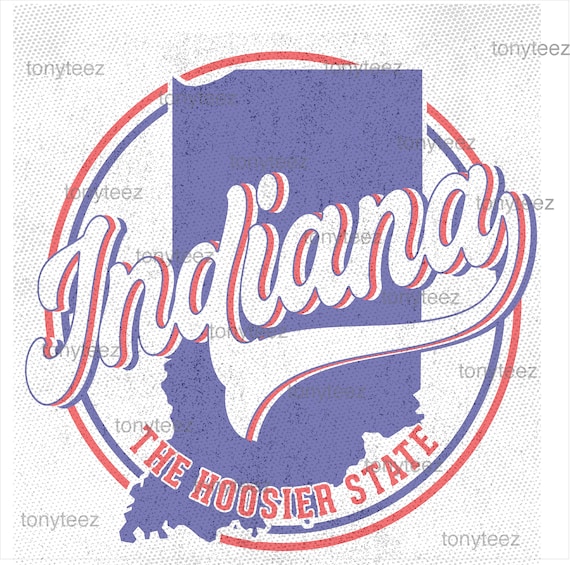 Indiana Vintage PNG • Retro Distressed Logo • Hoosier State Sublimation Design • Instant Download Shirt PNG