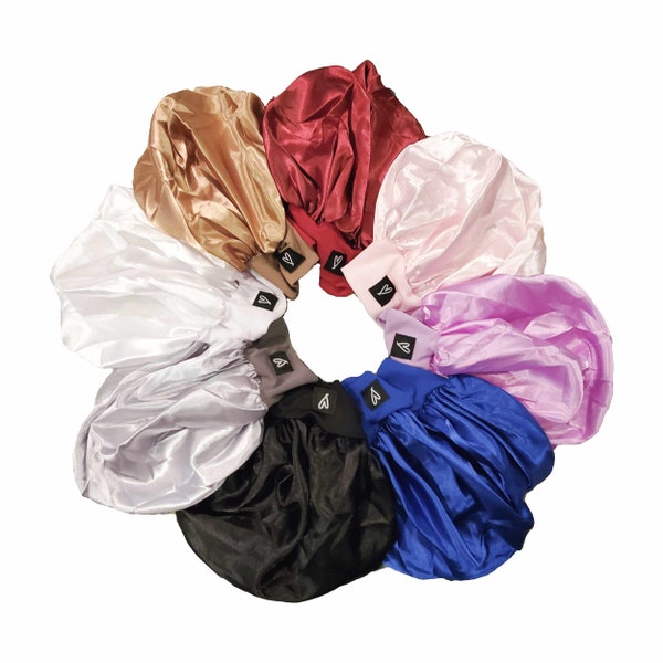 Luv Your Lox Satin/Silk Sleeping Bonnet | Black, Gray, White, Gold, Red, Pink, Purple, Blue