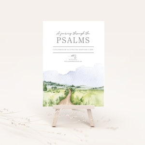 Scripture Card Set - PSALMS Edition - Watercolor Illustrated Bible Verse Memory Cards Pack