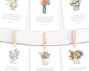 Scripture Card Set - Everyday Faith - Watercolor Illustrated Bible Verse Memory Cards Pack