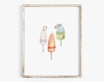 Rustic Buoys - Nautical Watercolor Art Print