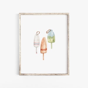 Rustic Buoys - Nautical Watercolor Art Print